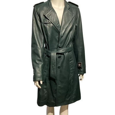 BNWT Womens  Size 12 Leather Jacket Animal print lining / Green leather 