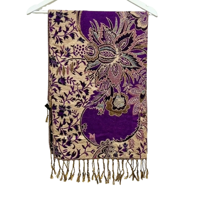 Purple Floral Pashmina Style Scarf 