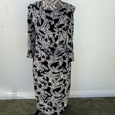 David Lawrence Women's Size M Bodycon Dress Black and White Pattern