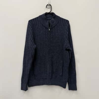 Gap Navy Blue 100% Cotton Knit Zip Front - Size M 