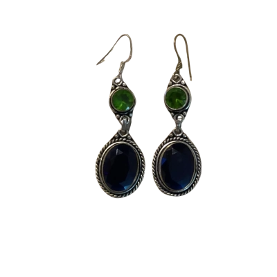 Silver 925 earrings Green / Purple / Silver 
