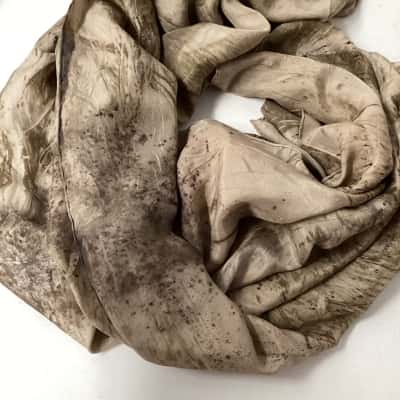  Womens Brown Green patterned scarf  - no care label silk feel