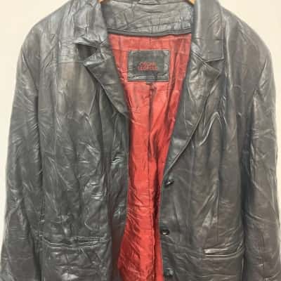 Oscar Leopold Vintage Mens  Size L Leather Jacket Black  