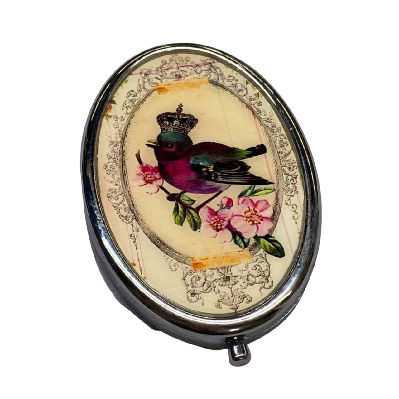 Womens Oval Compact Mirror with Bird Motif(s)