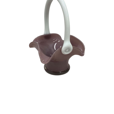 Mauve/White Glass Basket 