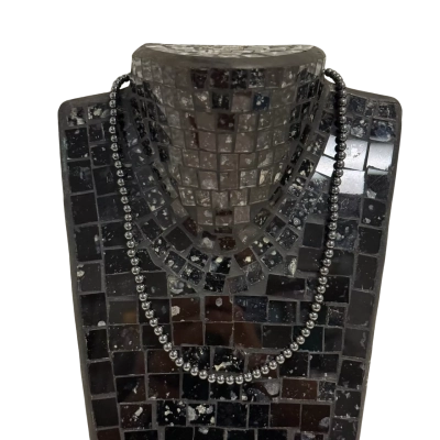 Hematite and Sterling Silver (925) Beaded Necklace