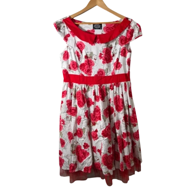 Hearts & Roses Womens  Size 18 Midi Dress Floral / Red 