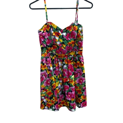 Floral Pleated Colourful Dress Womens  Size 8 