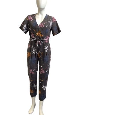 Gorman Womens  Size 8 Leaf Pattern Linen Blend Jumpsuit Multicoloured 