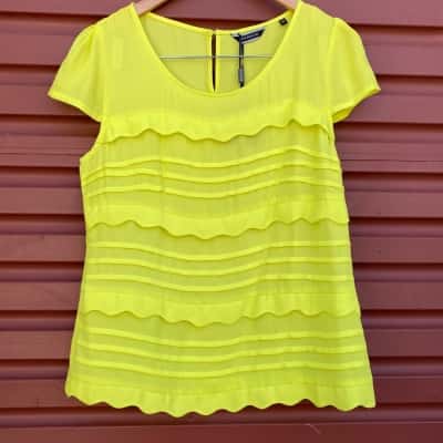 Basque Womens Size 12 Citrus/Bright Lime Cap Sleeve Top 