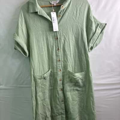 Sunny Girl Womens Size 14 Shirt Dress Green BNWT