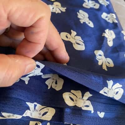 Thin Satin Navy Fabric with White Bows 110 cm x 4.2 m