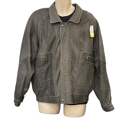 Roger David Mens  Size 44 Front Zipper / Leather Jacket Grey 