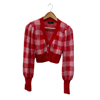 Bershka Womens  Size XS Button-down Cardigan / Cropped Cardigan Pink  / Red 