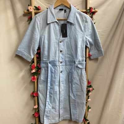 Womens Vero Moda Denim Button Dress w/ Belt Size S RRP $99.95