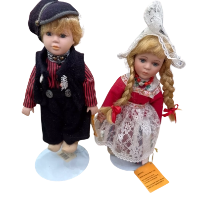 Waterland dolls Lot of 2 Vintage Holland Dutch Boy & Girl Dolls 