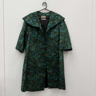 Vintage Green Seal Long Line Coat 3/4 Sleeves - Size 10 