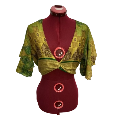 Tree of Life Womens  Size M Cropped Top Green 