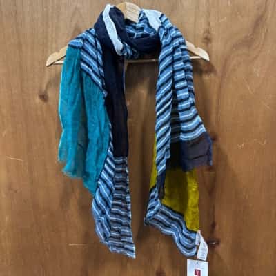 Yargici Linen Blend Blue & Yellow Scarf (New)
