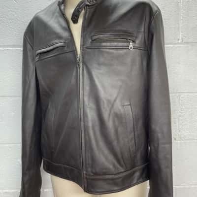 Kenji Mens  Size M Front Zipper / Leather Jacket Black  