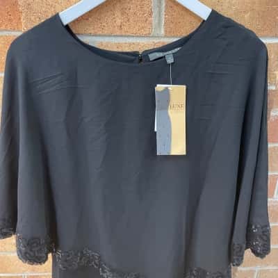 Liz Jordan Womens  Size 10 Sequin Hem Overlay Top 