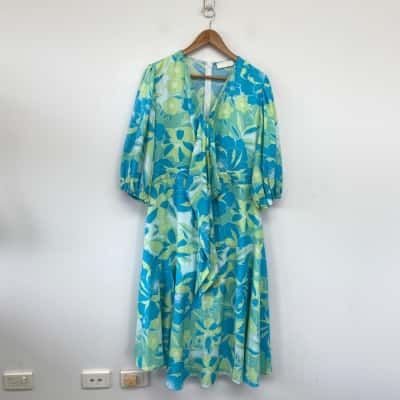 Gingham & Heels Lime Calypso Santino Midi Dress Size 14