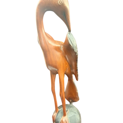 Vintage Art Hand Carved Wooden Bird