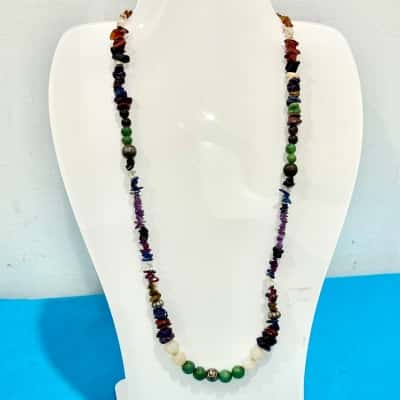 Gemstone Beaded Long Necklace 