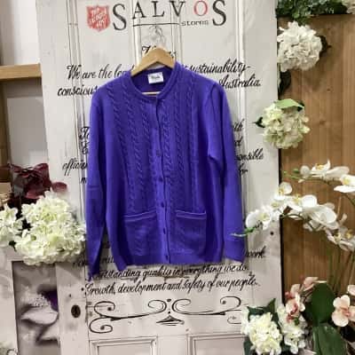SLADE BRAND! Womens  Size 14 Button-down Cardigan Blue! MADE WITH 100% WOOL! STUNNING BLUE COLOUR! HAS POCKETS! GREAT FOR ANY OCCASION!