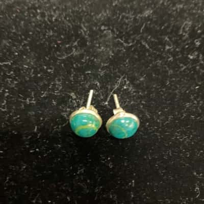  Womens Earrings Blue Stone/ Silver 925 Studs