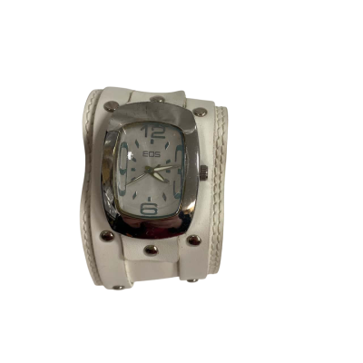EOS Womens White Leather Cuff Watch