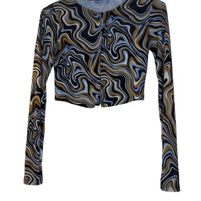 Bershka Womens  Size XS Cropped Top / Long Sleeve Top Black  / Blue / Brown 