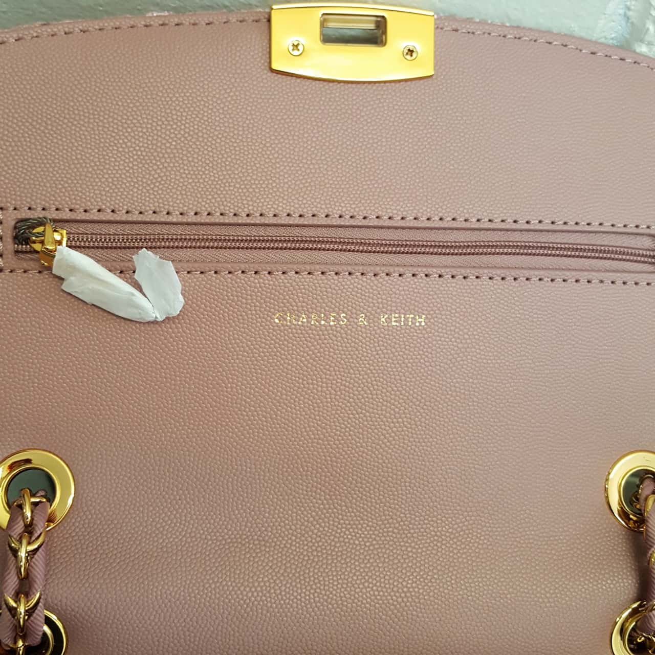 Charles & Keith Pink Velvet handbag with gold hardware (s)