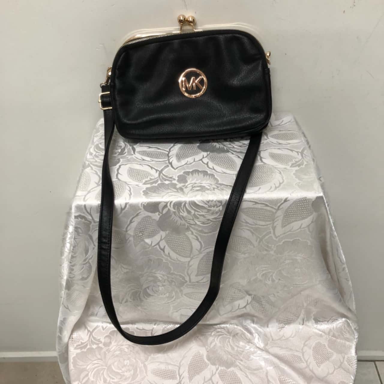 Michael Kors Womens Black/Gold Handbag