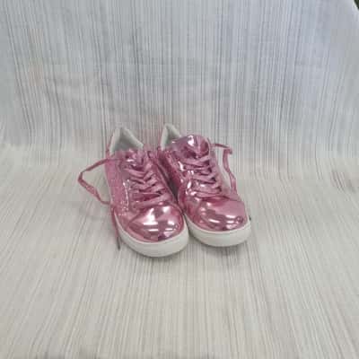  Gorgeous Metallic Pink Toe Cap & Pink Glitter Sides Sneakers Size 40