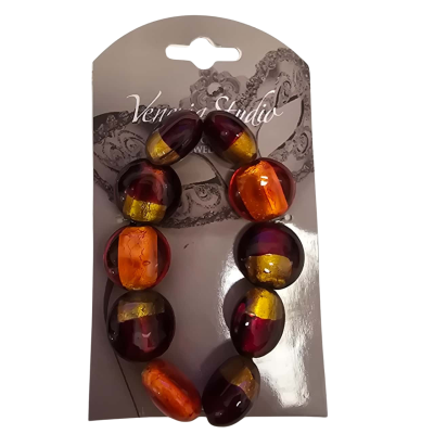  Womens Beaded Bracelet Orange Venizia Studio Glass Bead