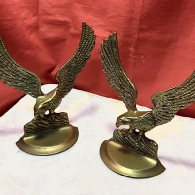 Vintage Pair of Solid Brass Eagle Bookends