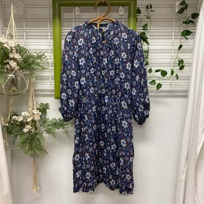  le stripe Made in Melbourne Womens  Linen Gauze Size M/ L Midi Dress Floral 