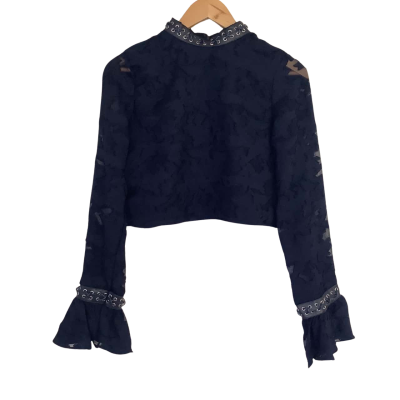 BNWT**Mossman. Navy Blue Burnout Short Top.   Size 10 