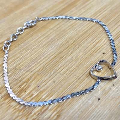 Sterling Silver Heart Bracelet (Stamped 925)