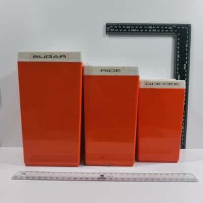 Trio Vintage Savoy Orange 70s Cannisters As Is 