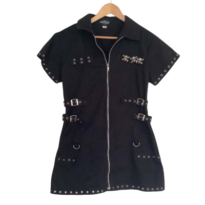 Black with Stud and Skull Detail Short Dress.   Size L 