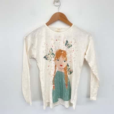 Zara Kids Beige Pattern Long Sleeve Top Size 10 