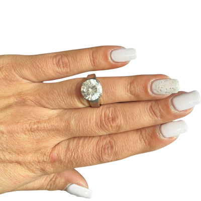 Womens Silver Vintage Ring with Cubic Zirconia