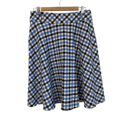 Review Womens  Size 12 A-Line Skirt / Midi Skirt Black  / Blue / Gingham / White 