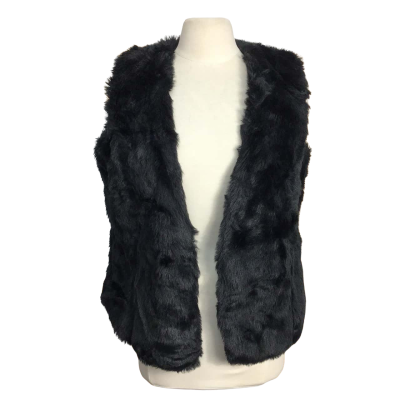 Capture Womens  Size 14 Open Black Faux Fur Vest  