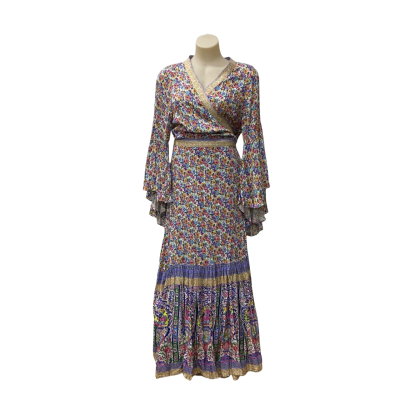  Queen The Label - The Luella Dress - Long Wrap Dress Multicolour Size 12