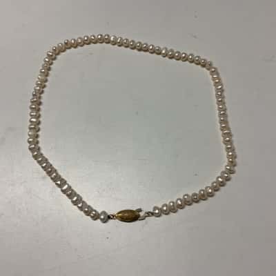  Womens Necklace fresh water Pearl strand with plated clasp