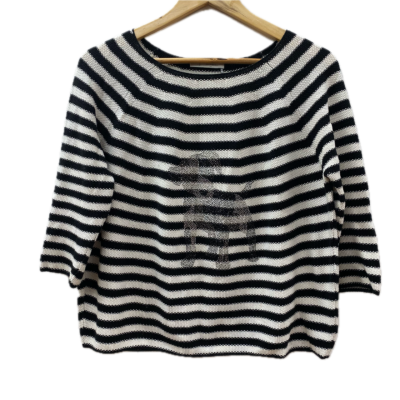 Monari Womens  Size 38 Long Sleeve Top Animal print / Black  / Striped / White 
