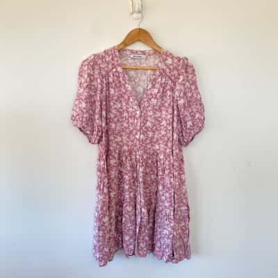 Just Jeans Pink Floral Short Sleeve Mini Dress  Size 8